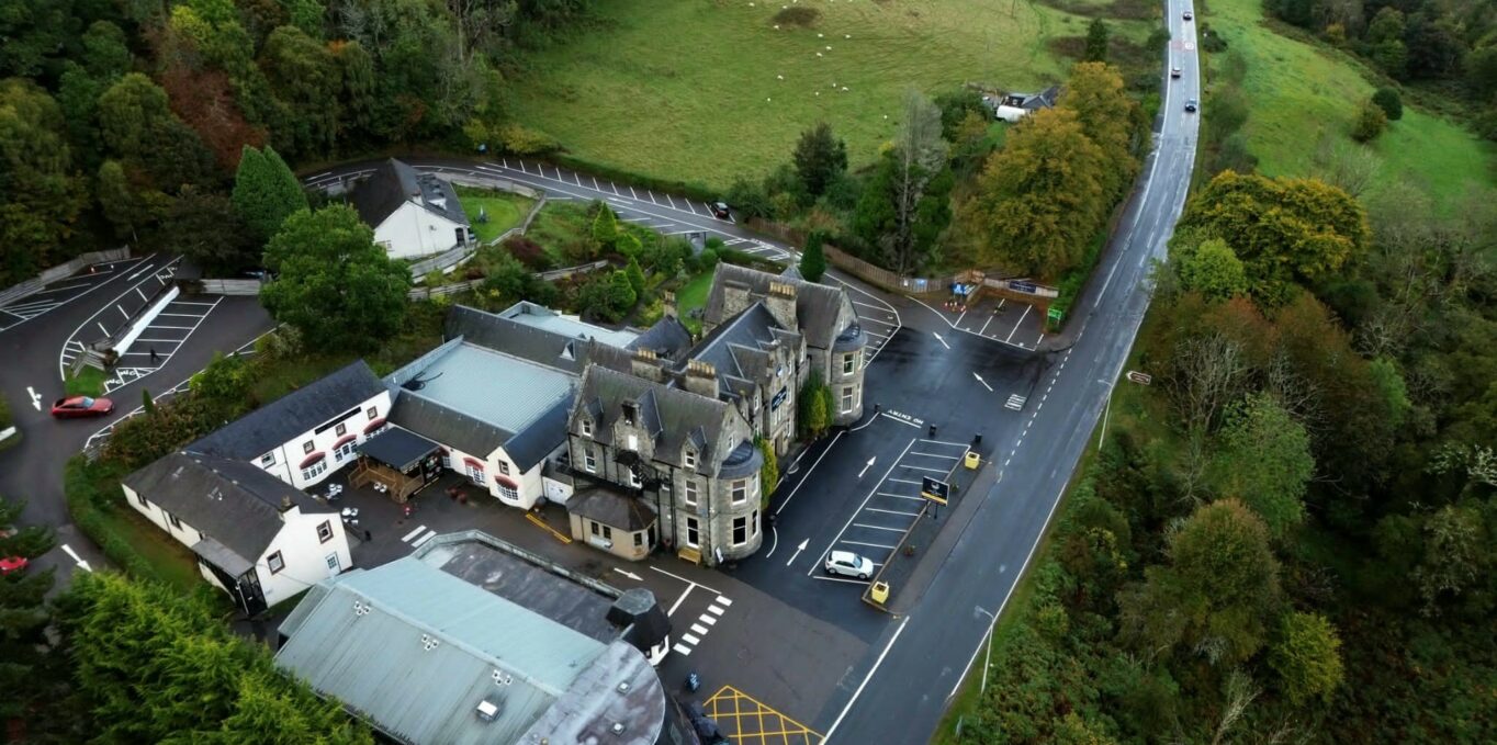 Drone view of The Loch Ness Centre