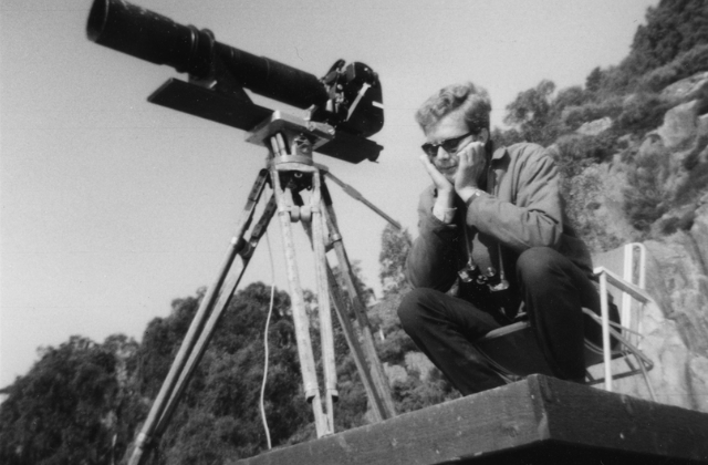 The telephoto lens on location looking at Loch Ness during the 1960s