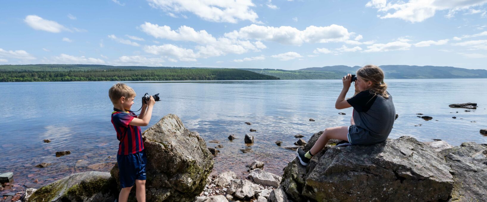 Kids looking for Nessie during The Quest Festival