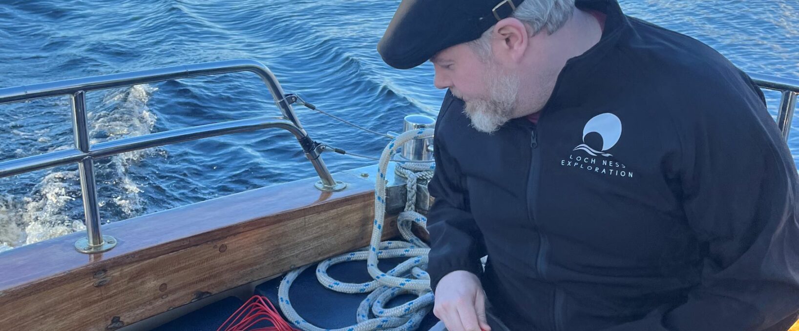 Alan Mckenna from Loch Ness Exploration using the hydrophone on Deepscan