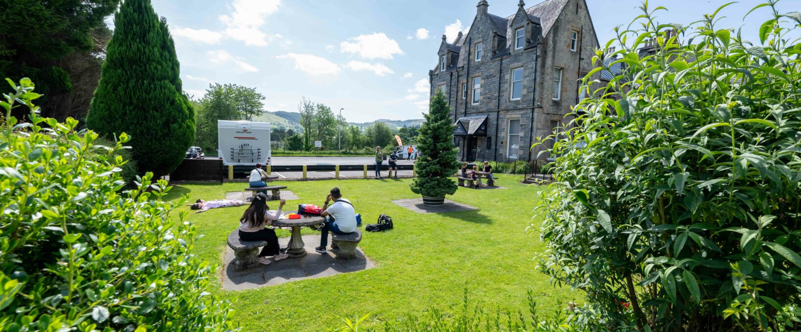 The lawn next to The Loch Ness Centre