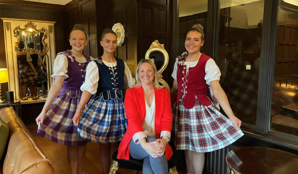 Cheryl Heggie with her Scottish Country Dancers at The Kingsmill Hotel ahead of the quest