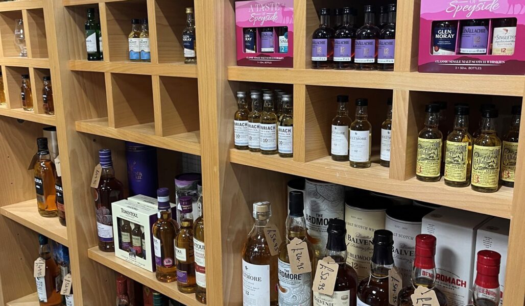 Scottish Whisky on sale at The Whisky Shop next door to The Loch Ness Centre