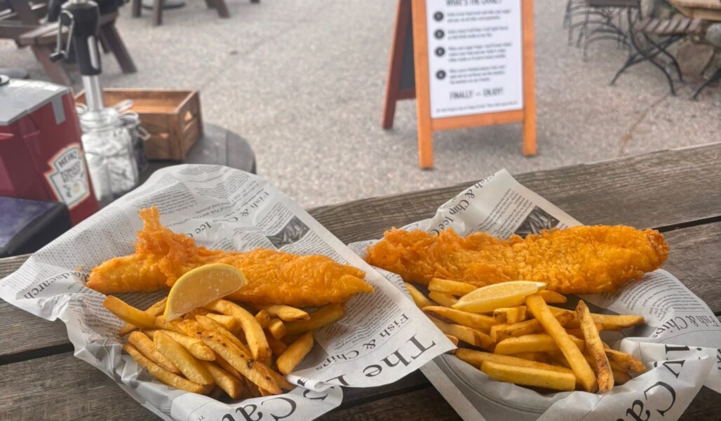 Fish & chips at Fiddlers Loch Ness Craft Bar that's only a 5min walk from The Loch Ness Centre