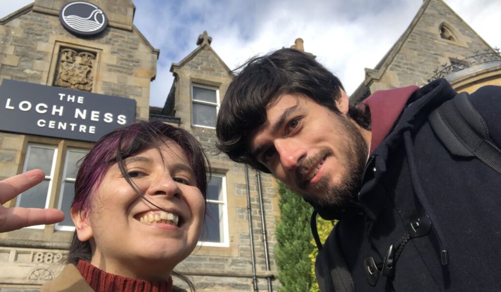 “LIVING PLESIOSAURS” a documentary by Magrio González and Iris Serrano outside The Loch Ness Centre
