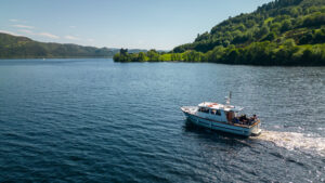 Our Deepscan vessel cruising Loch Ness
