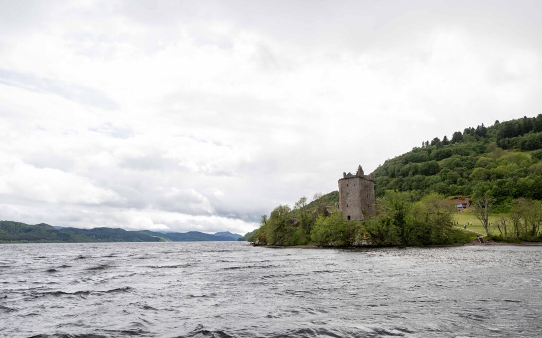 A stunning view of Urquhart Castle from aboard our Deepscan vessel as it cruises across the legendary waters of Loch Ness.