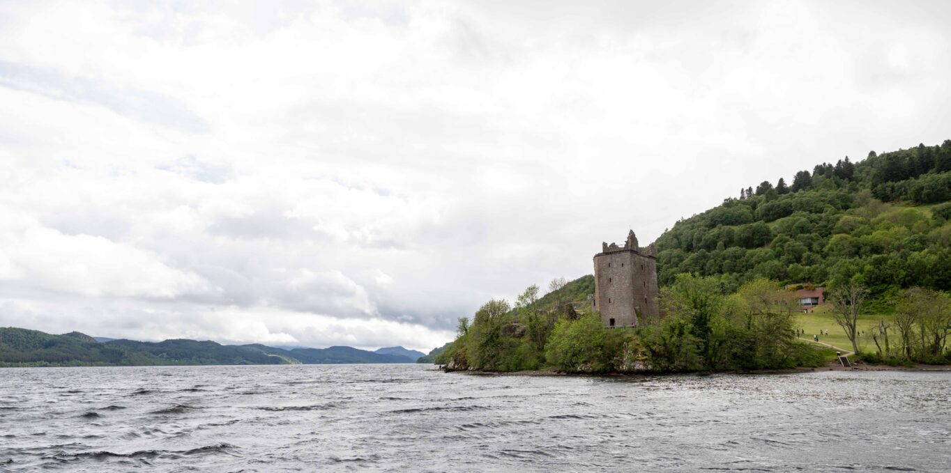 A stunning view of Urquhart Castle from aboard our Deepscan vessel as it cruises across the legendary waters of Loch Ness.
