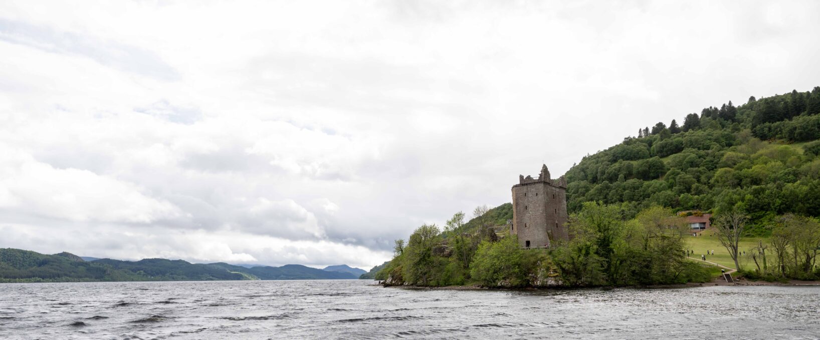 A stunning view of Urquhart Castle from aboard our Deepscan vessel as it cruises across the legendary waters of Loch Ness.